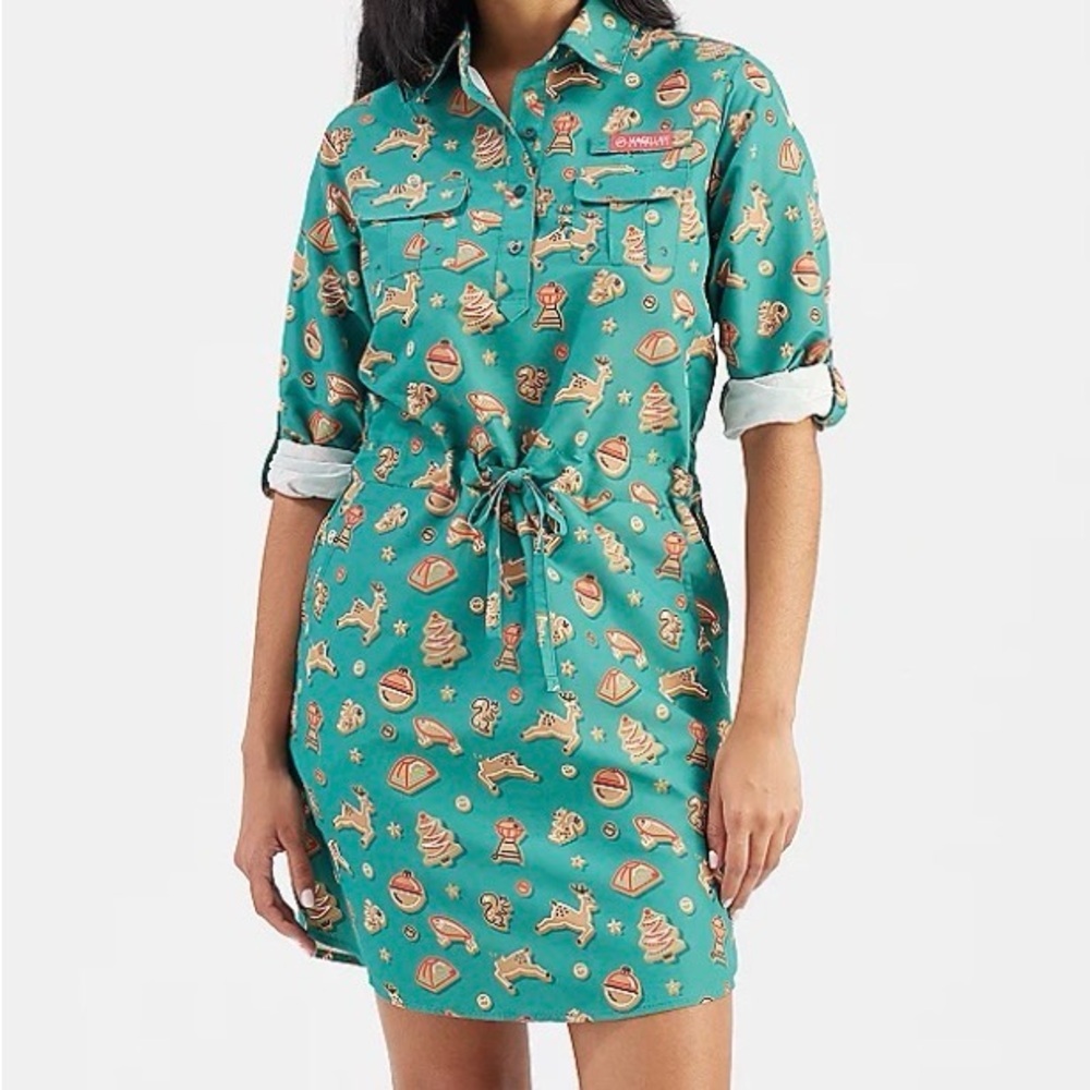 Magellan Outdoors Novelty Holiday Shirtdress NWT
